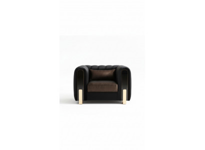 Black armchair wing chair luxury design living room single-seater modern