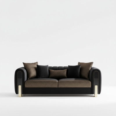 Sofa Three-Seater Three-Seater Modern Fabric Black Sofas Design Living Room