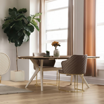 Dining group, dining room, luxury dining nook, dining table, table, chairs, brown set 5-piece