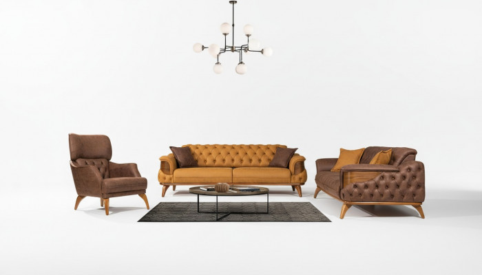 Chesterfield Seating Group Luxury Sofa Set Three-Seater Armchair 3-Piece