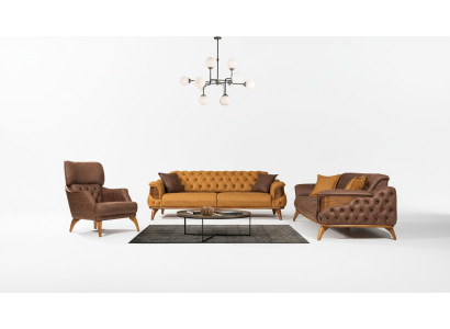 Chesterfield Seating Group Luxury Sofa Set Three-Seater Armchair 3-Piece