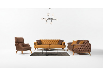Chesterfield Seating Group Luxury Sofa Set Three-Seater Armchair 3-Piece