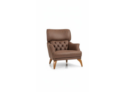 Luxury Armchair Wingback Chair Leather Brown Living Room Polyester Single Seater