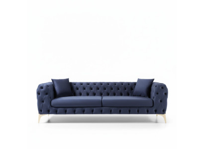 Chesterfield three-seater stainless steel legs luxury sofa blue designer furniture new