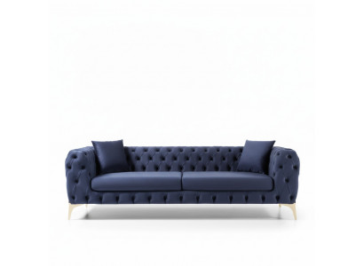 Chesterfield three-seater stainless steel legs luxury sofa blue designer furniture new