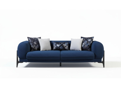 Blue three-seater luxury couch modern sofas living room furniture stainless steel