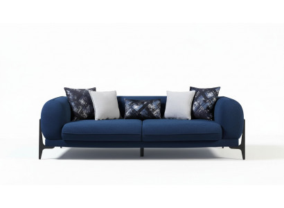 Blue three-seater luxury couch modern sofas living room furniture stainless steel