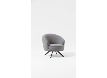 Modern gray armchair, stainless steel feet, fabric armchair, polyester single-seater
