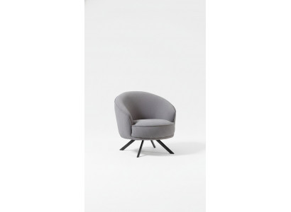 Modern gray armchair, stainless steel feet, fabric armchair, polyester single-seater