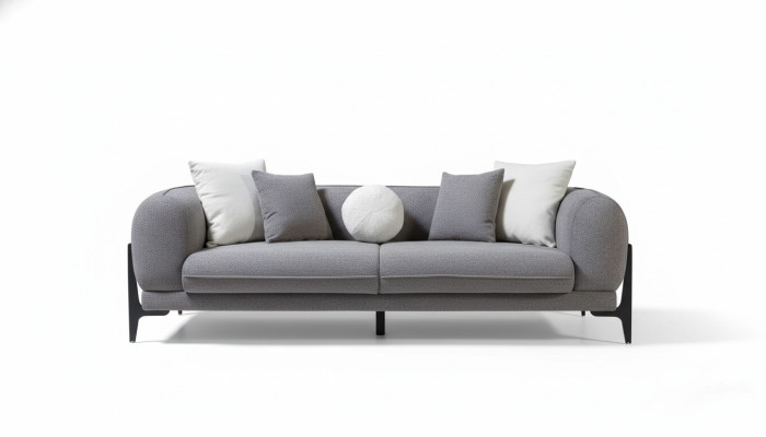 Living room furniture luxury three-seater sofa fabric furniture modern couches stainless steel