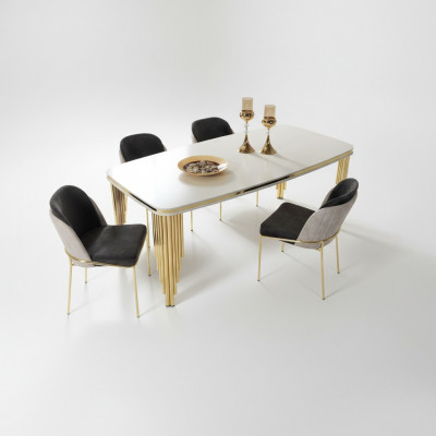 Dining table Dining room table Dining nook Dining room furniture Table Wood Gold White