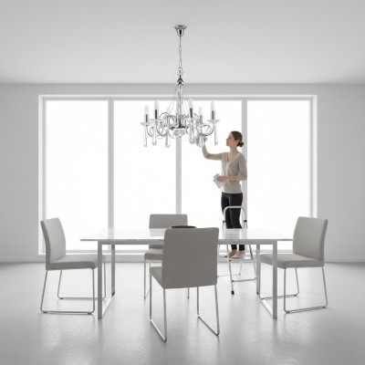 Silver Lustrous Hanging Crown Lamp Chandelier Decorative Lamp Modern Art