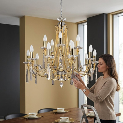 Luxury Chandelier Ceiling Light Art Gold Crystal
