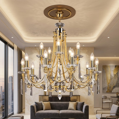 Luxury Chandelier Ceiling Light Art Gold Crystal