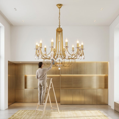 Luxury Crystal Chandelier Ceiling Lamp Gold Art