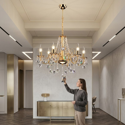 Golden crown chandelier crystal chandelier light pendant ceiling lamp