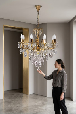 Chandelier Ceiling Lamp Ceiling Light Gold Luxury Art Crystal
