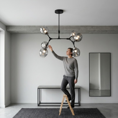 Ceiling lamp chandelier ceiling light modern glass black new