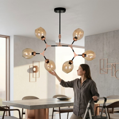Ceiling lamp chandelier modern glass beige new