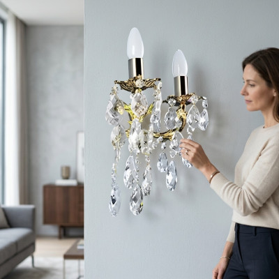 Wall lamp wall lights wall light chandelier wall lamps silver crystal