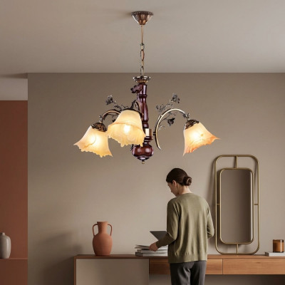 Chandelier ceiling lamp floral ceiling light chandelier lamp glass beige