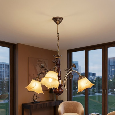 Chandelier ceiling lamp floral ceiling light chandelier lamp glass beige
