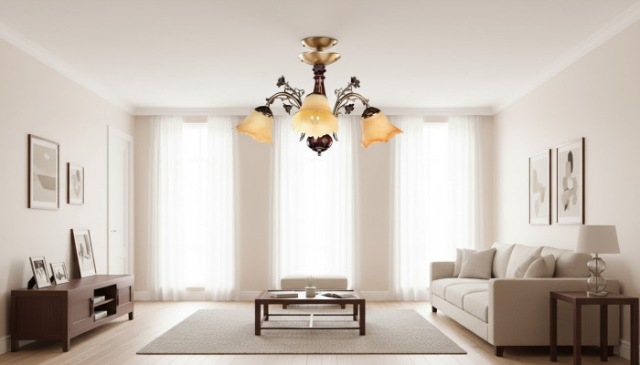 Ceiling lamp flowers ceiling chandelier chandelier lamp glass brown