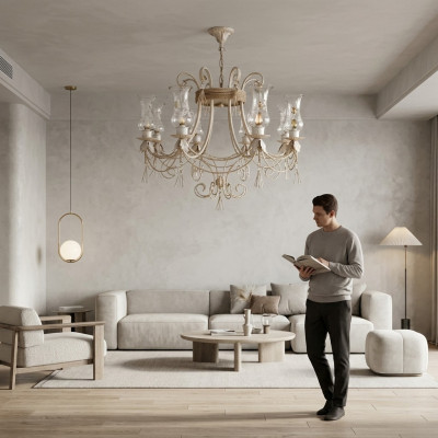 Luxury ceiling chandelier chandelier ceiling lamp glass beige