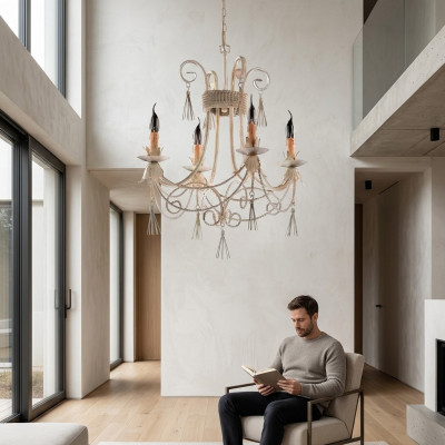 Luxury Ceiling Chandelier Pendant Light Ceiling Lamp Lights Beige Style