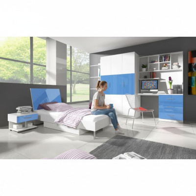 Bed + Nightstand - Children's Bedroom Furniture Beds Blue 2-piece Set New