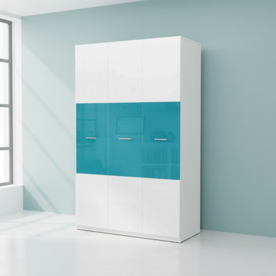 Wardrobe Bedroom Multipurpose Cabinets Wood 3-Door Blue New