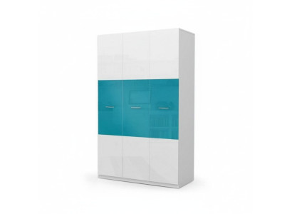Wardrobe Bedroom Multipurpose Cabinets Wood 3-Door Blue New