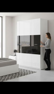 Black wardrobe wardrobes high-gloss wardrobes children's room