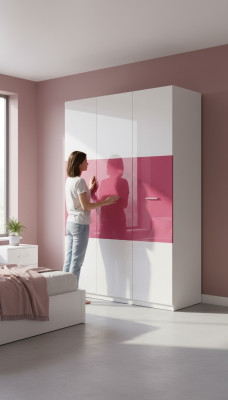 Cabinets, wardrobe, wood cabinet design, pink wardrobes, children's room.