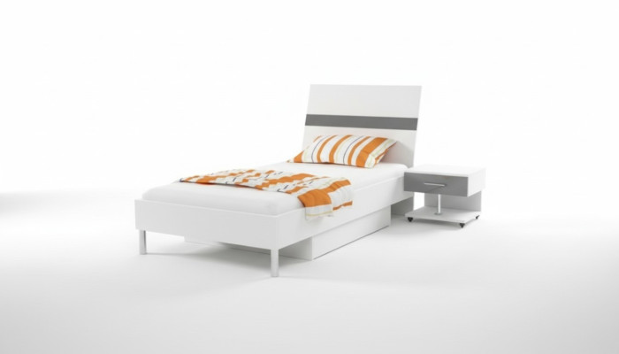 Bed + Nightstand Bedroom Youth Room Children's Room Set Furniture Black 2-piece.