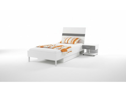 Bed + Nightstand Bedroom Youth Room Children's Room Set Furniture Black 2-piece.