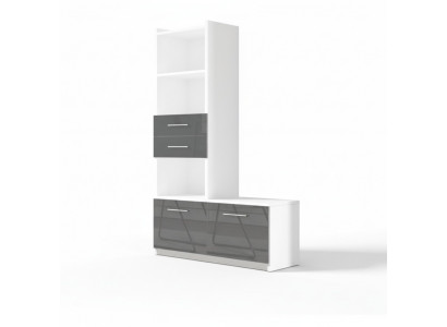 Regal Cabinet Bookshelf for Children's Room Teen Room Gray White High Gloss