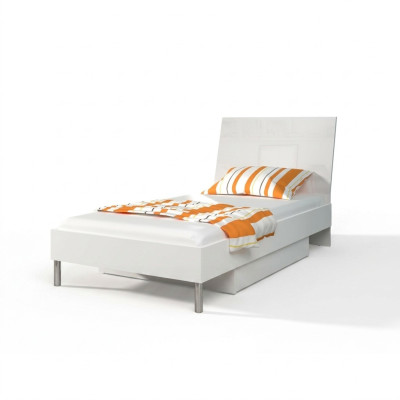 Beds White Wood Design Single Bed High Gloss Single Children's Room Bed Girl