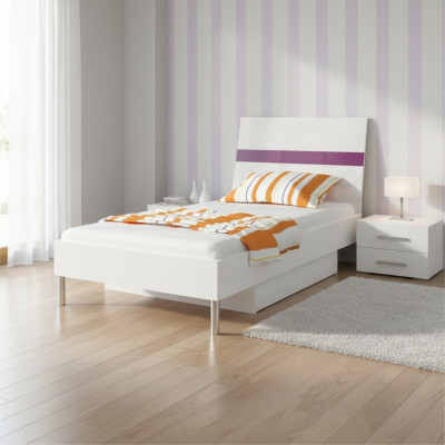 Beds Purple Wood Design Single Bed High Gloss Single Children's Bedroom Bed Girl