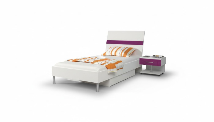 Bed + nightstand bedroom youth room children's room set furniture purple 2-piece.