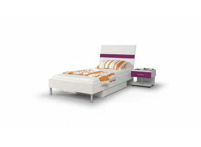Bed + nightstand bedroom youth room children's room set furniture purple 2-piece.