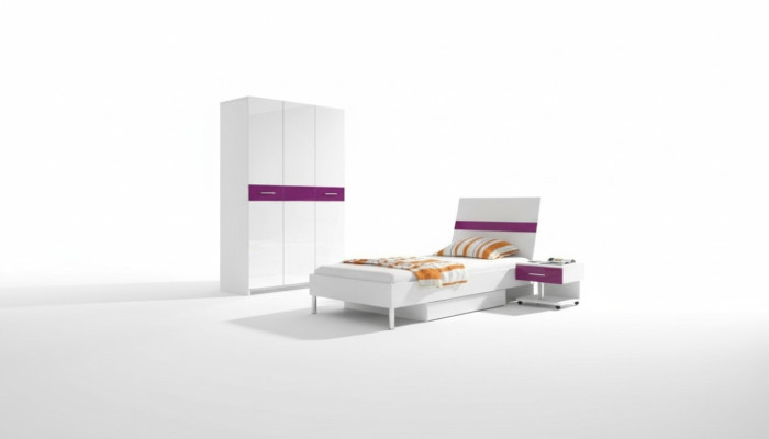 Regal closet bookshelf for children's room teen room white purple high gloss
