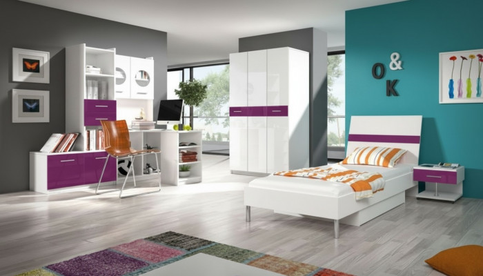 Wardrobe Wardrobes Wardrobe High Gloss Wardrobes Children's Room Purple New
