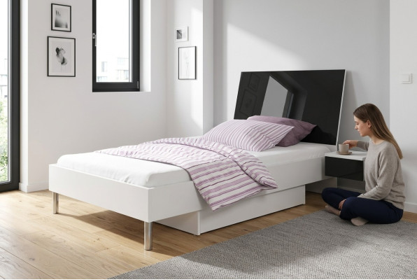 Children's room bed single bed youth room black wood bedroom beds new