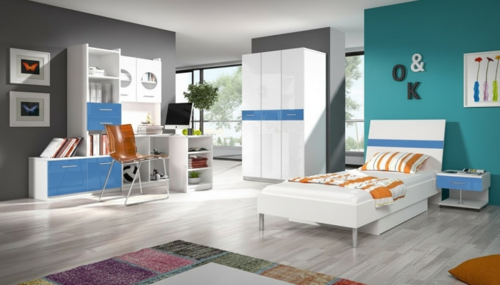 Children's room set table bed wardrobe dresser 5-piece complete youth room