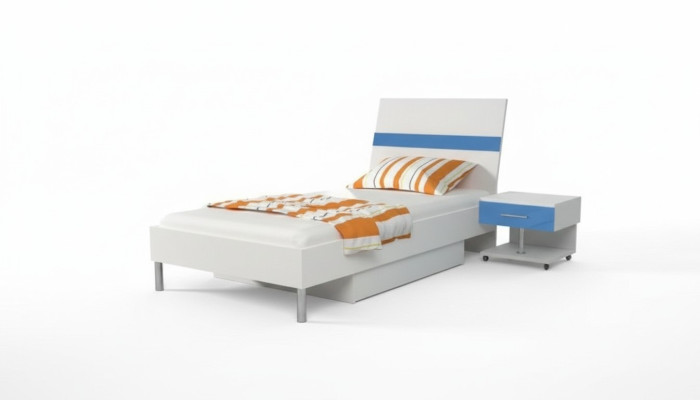 Bed + bedside table bedroom teen room children's room furniture set 2-piece. Blue