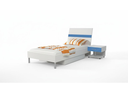 Bed + bedside table bedroom teen room children's room furniture set 2-piece. Blue