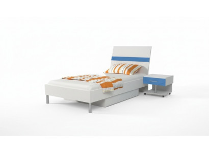 Bed + bedside table bedroom teen room children's room furniture set 2-piece. Blue