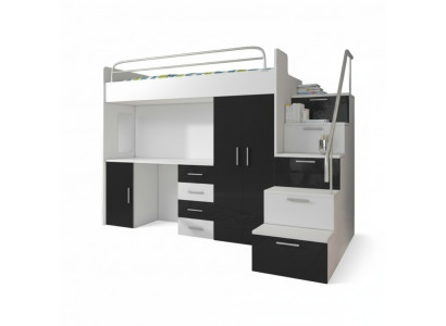Bunk bed black table cabinet multifunction loft bunk bed children’s room