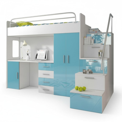 Bunk bed loft bed bed children's bed teen bed loft bed blue children's room